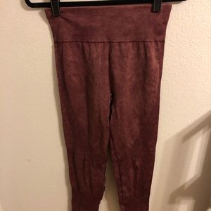 Maroon Acid Wash Legging
